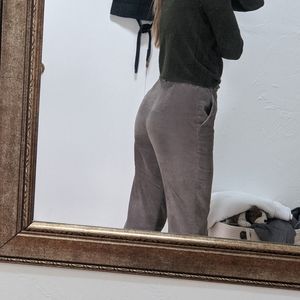 Cropped khaki corduroys
